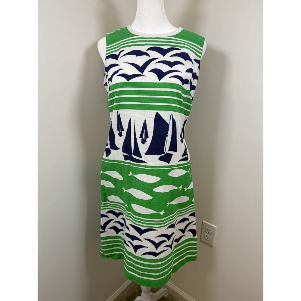 Lounge Craft Vintage Dress Size Small Novelty Print Summer Boating Nautical USA